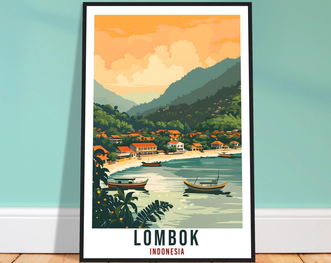 Lombok Travel Print Bali Wall Art Indonesia Wall Hanging Home Dcor Lombok Gift Landmark Artwork Travel Art Indonesia Lombok Travel Poster