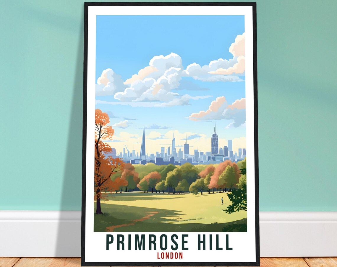 Primrose Hill London Travel Poster, Cityscape Artwork