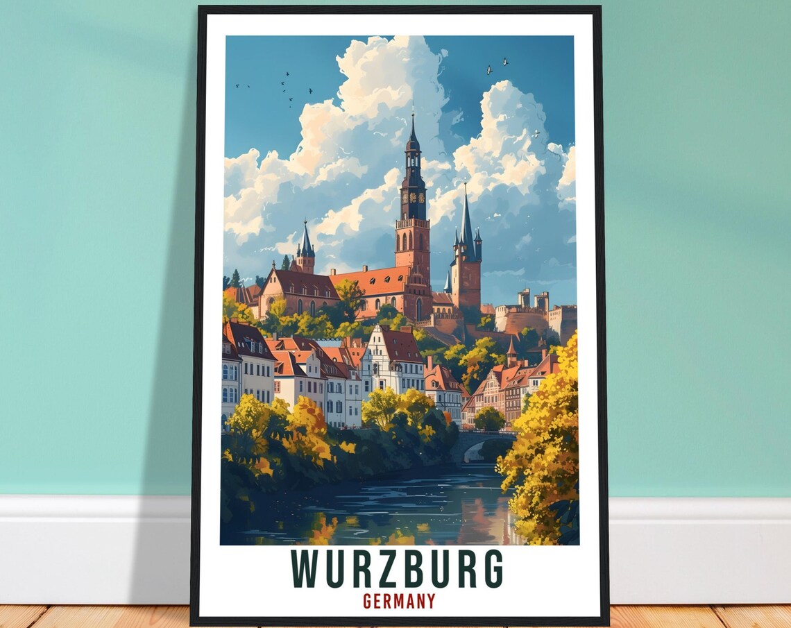 Wurzburg Travel Poster, Germany Home Decor