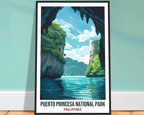 Puerto Princesa National Park River Cave Cliffs Travel Poster