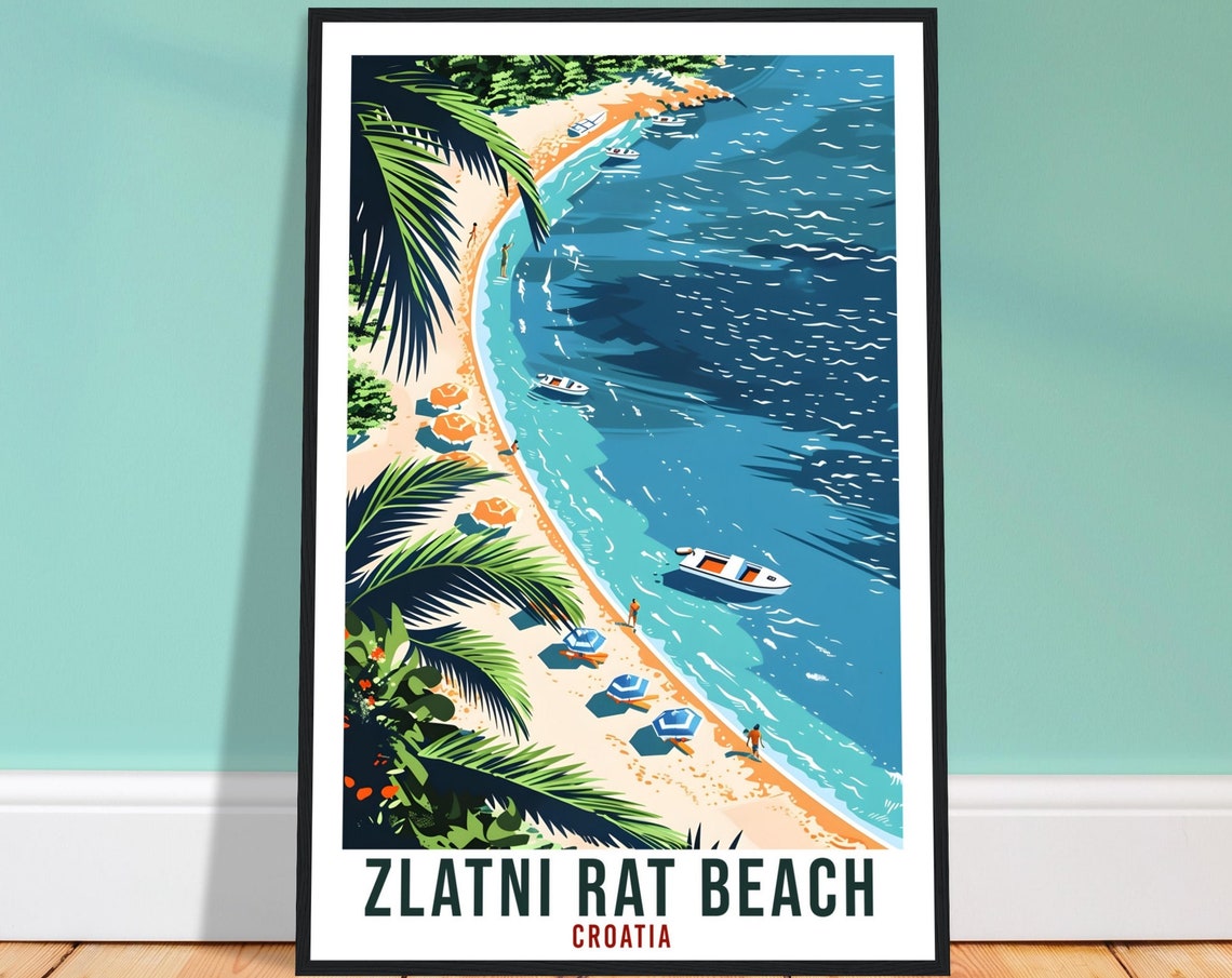 Zlatni Rat Beach Travel Print Croatia Wall Art Wall Hanging Dcor Zlatni Rat Gift Croatia Landmark Artwork Croatia Holiday Travel Poster