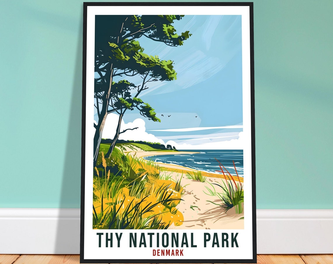 Thy National Park Denmark Dune Beach Pine Forest Coastal Travel Poster