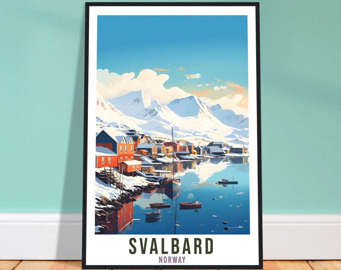 Svalbard Norway Travel Poster, Arctic Wall Art