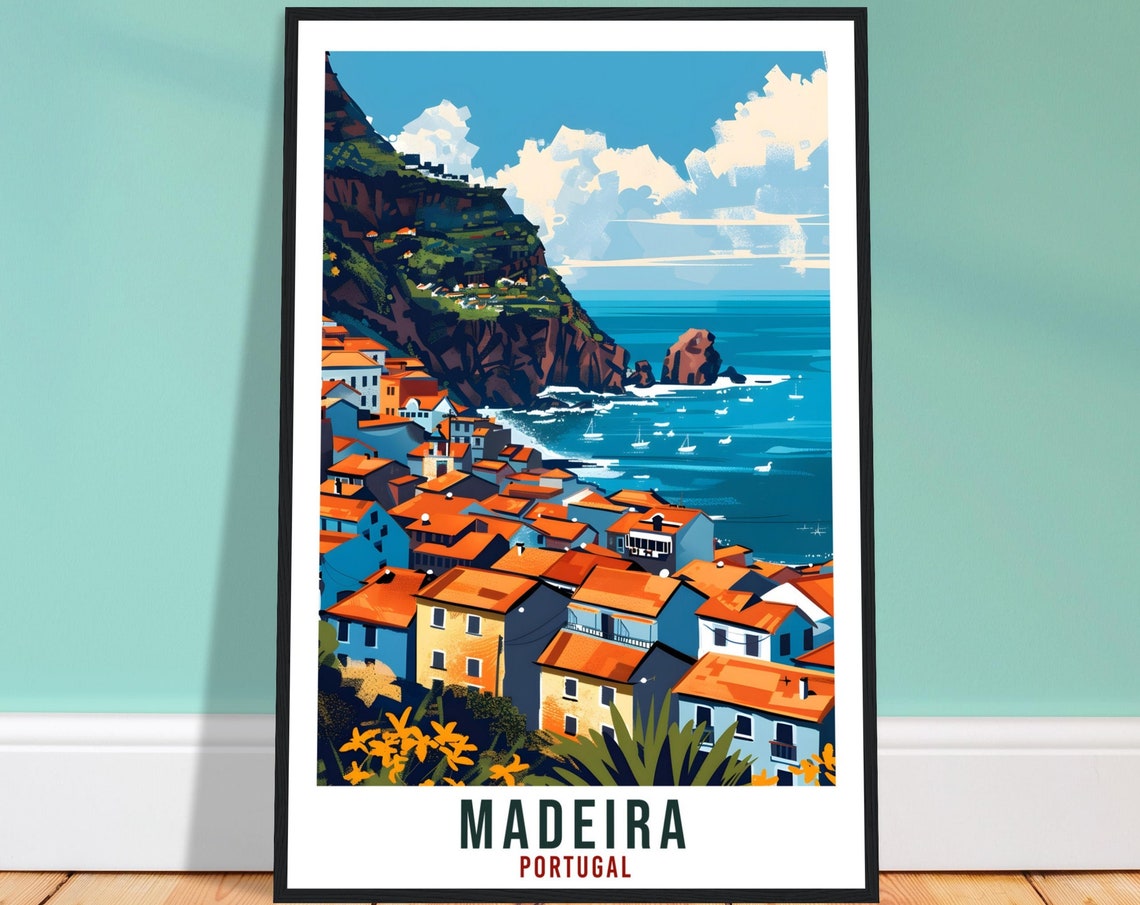 Madeira Travel Print Portugal Wall Art Wall Hanging Home Dcor Madeira Gift Portugal Landmark Artwork Gift Portugal Madeira Travel Poster