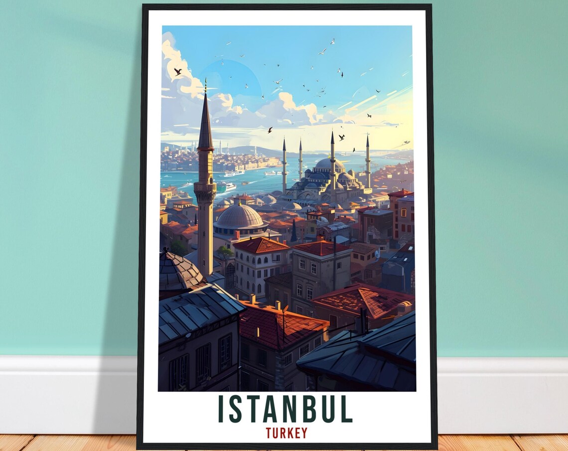 Istanbul Travel Poster, Turkey Decor Art Print