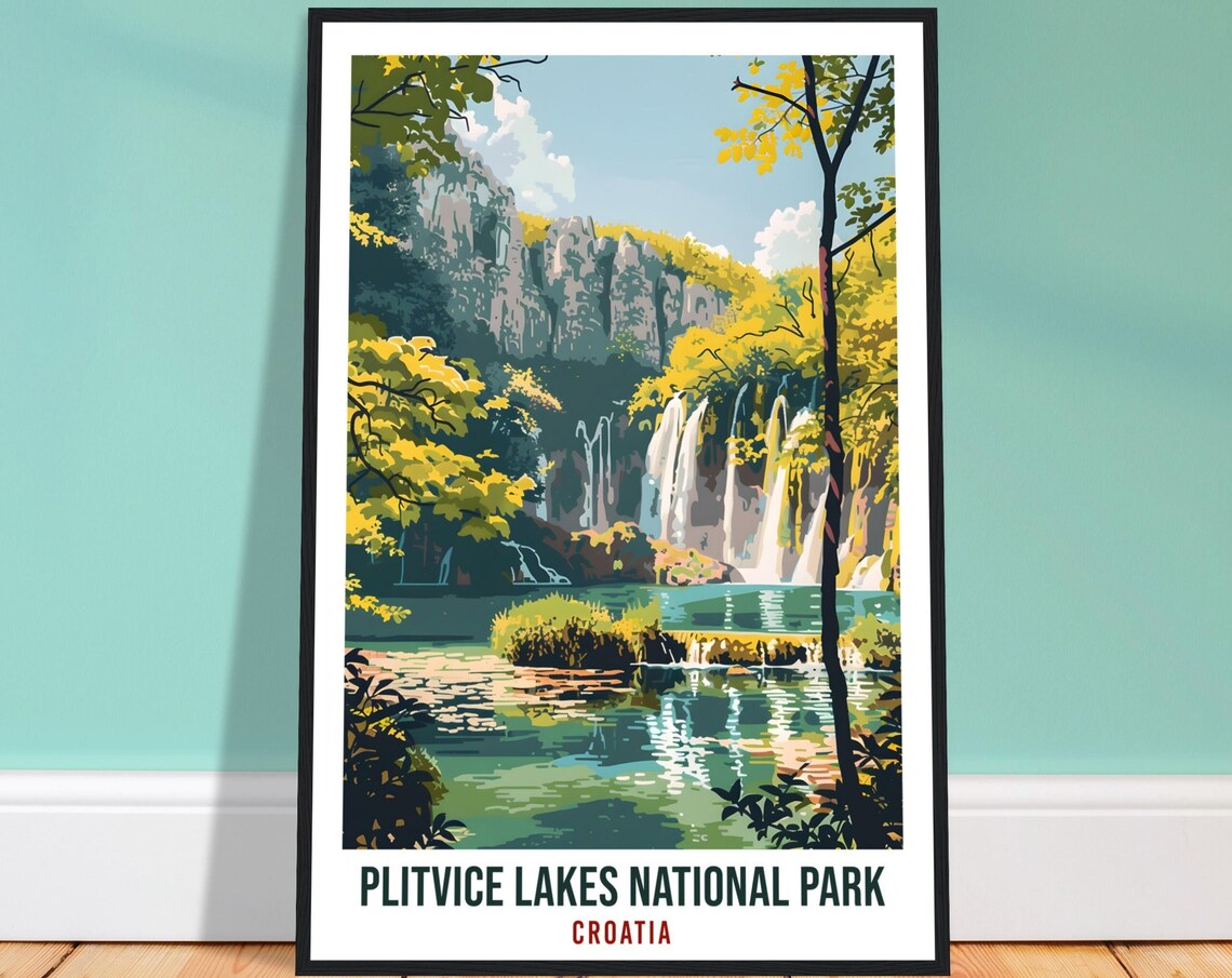 Plitvice Lakes National Park Croatia Waterfall Forest Poster