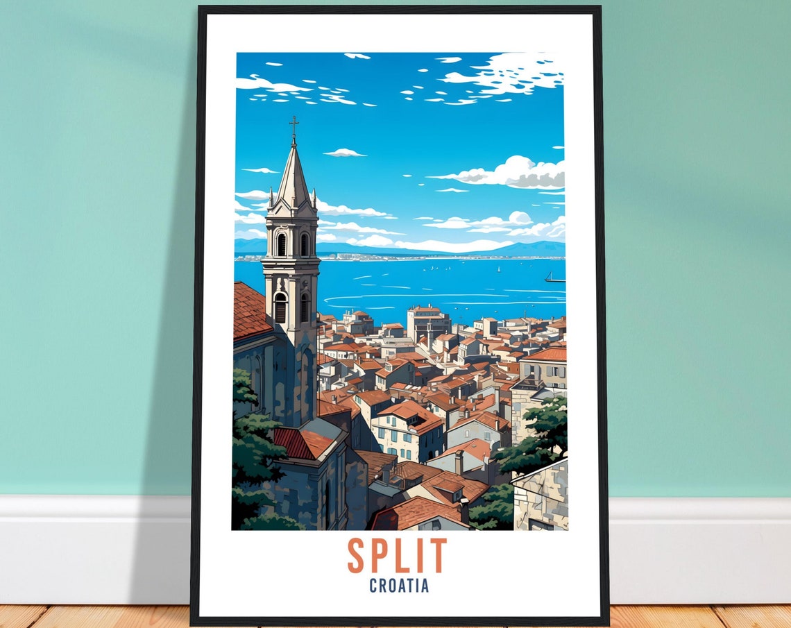 Split Croatia Old Town Bell Tower Adriatic Coast Travel Poster