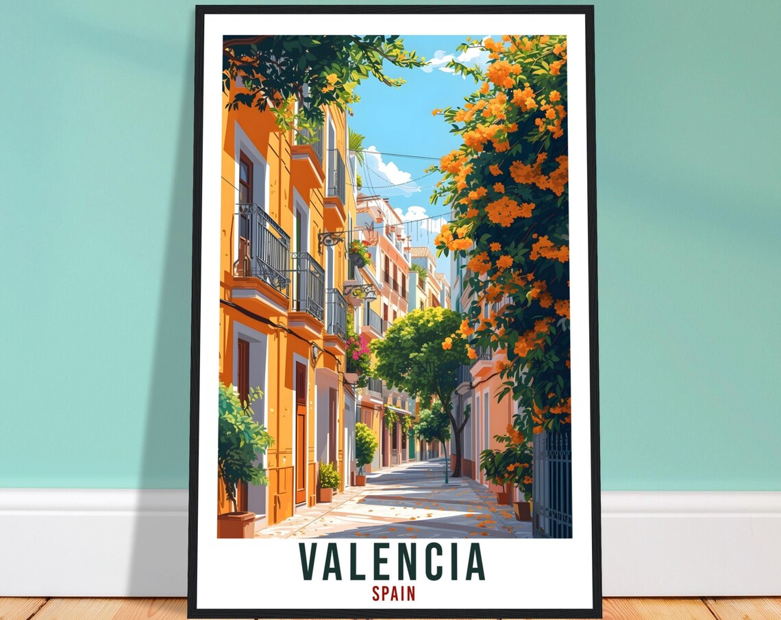 Valencia Travel Poster, Spain City Wall Art