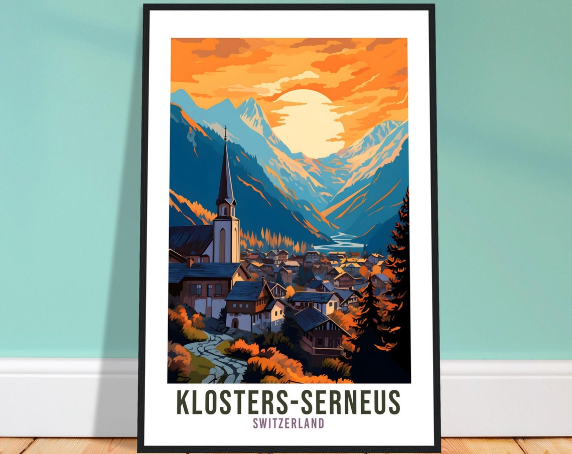 Klosters Serneus Travel Print Wall Art Switzerland Wall Art Klosters Serneus Art Print Travel Poster Swiss Landscape Switzerland Travel Art