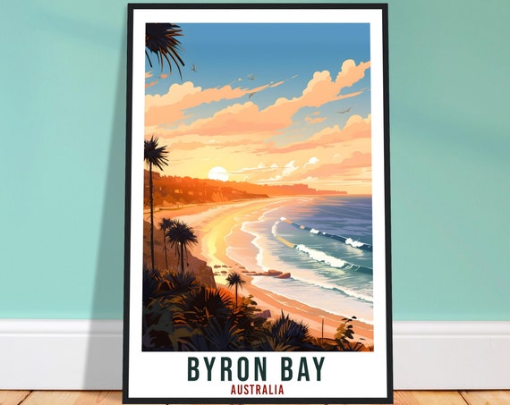 Byron Bay Travel Poster, Australian Wall Art Print