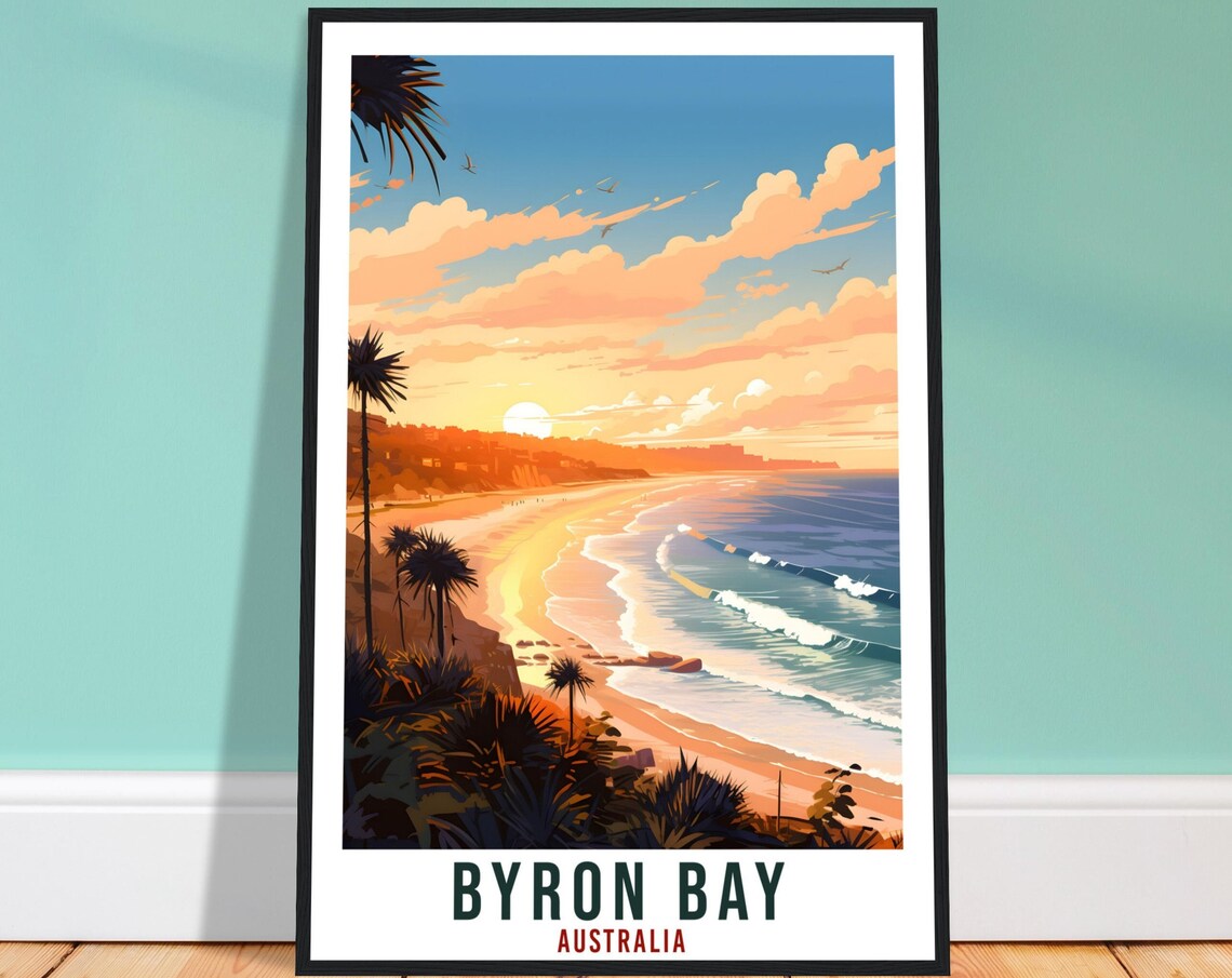Byron Bay Travel Poster, Australian Wall Art Print