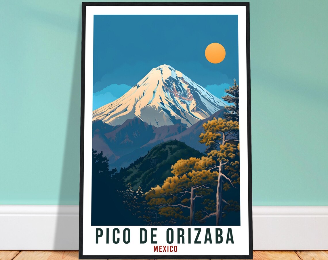 Pico De Orizaba Mexico Travel Poster, Mountain View