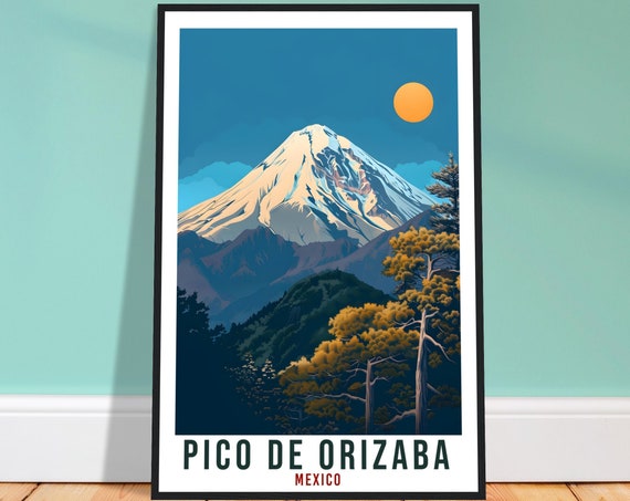 Pico De Orizaba Mexico Travel Poster, Mountain View