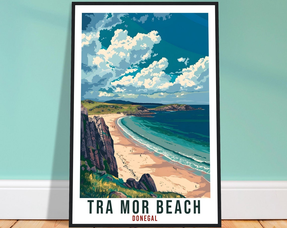Tra Mor Beach Sandy Cove Dramatic Cliffs Donegal Ireland Scenic Poster