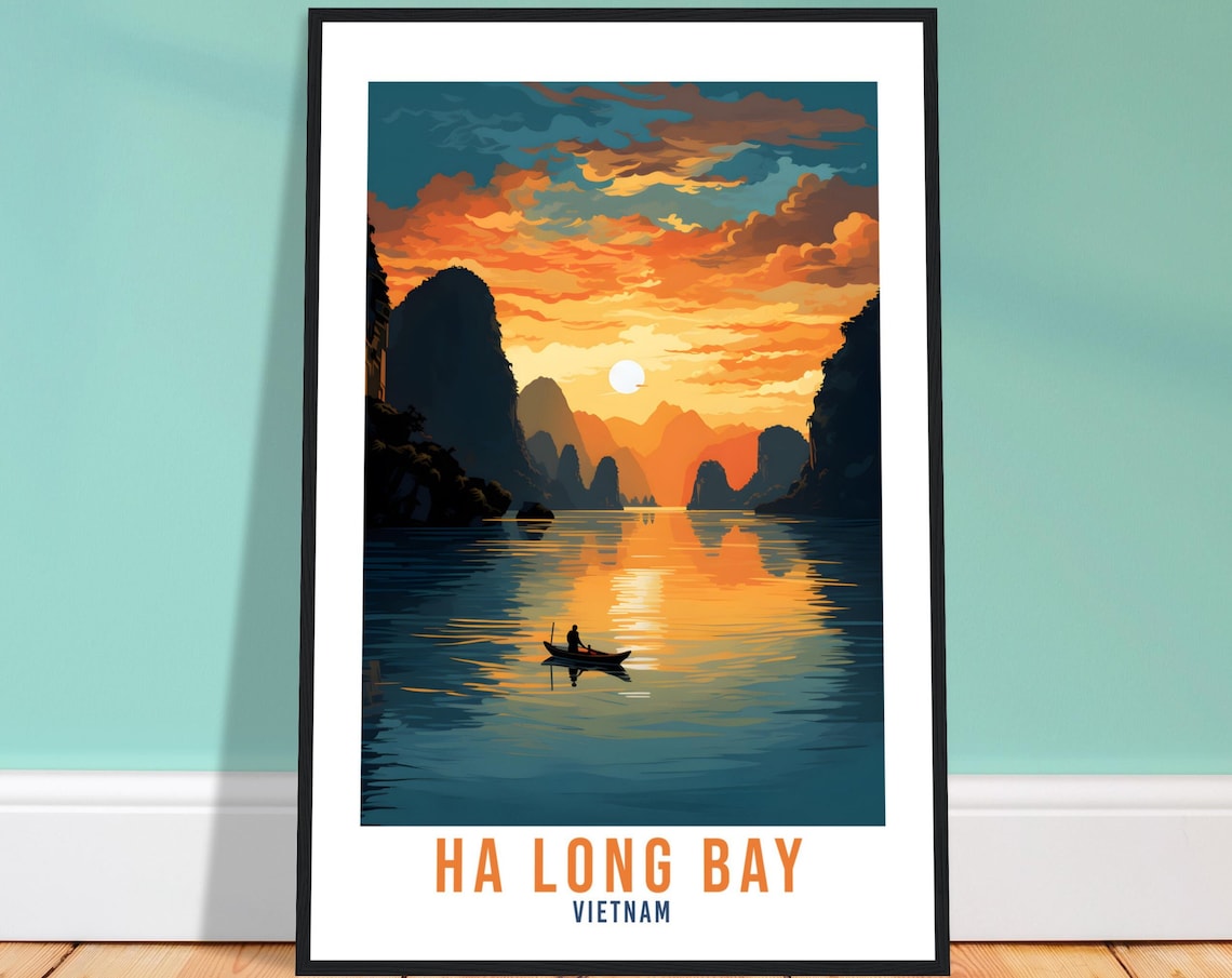 Ha Long Bay Travel Poster, Asian Wall Art Print