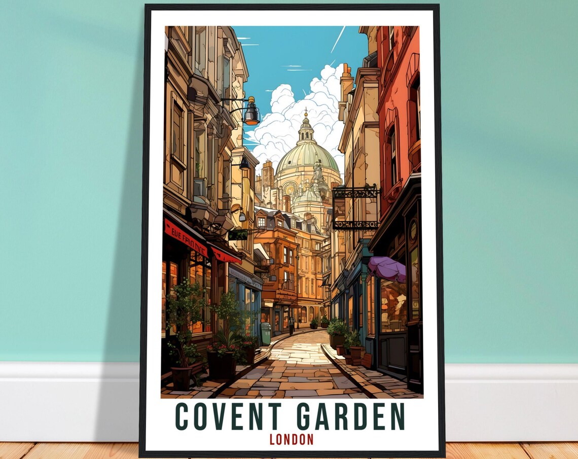 Covent Garden London Market Street Cobblestone Day Travel Poster