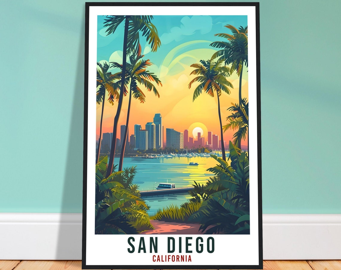 San Diego Travel Print California Home Decoration Usa City Wall Art Gift Wall Hanging Art Lover California Artwork San Diego Travel Poster