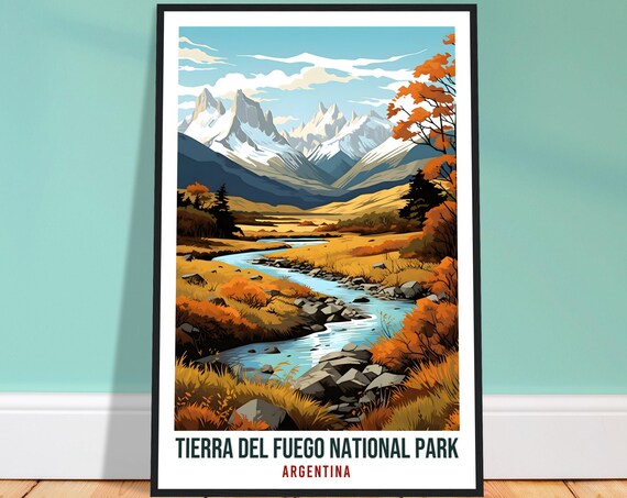 Tierra del Fuego National Park Patagonia Mountains Travel Poster