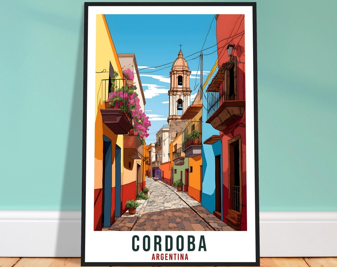 Cordoba Travel Poster Wall Art Cordoba Argentina City Landscape Artwork Cordoba Art Gifts Cordoba Travel Print Argentinian Art Lovers Gift