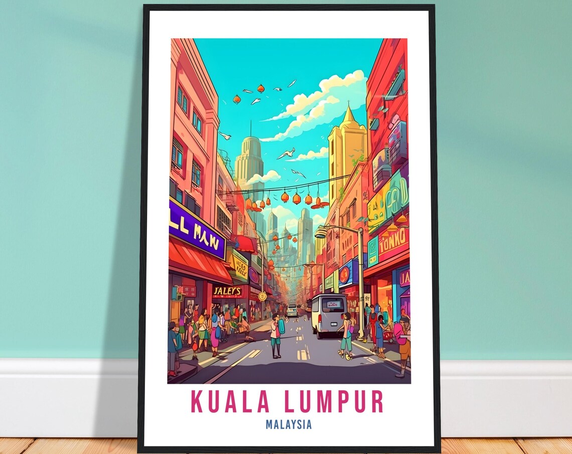 Kuala Lumpur Malaysia Bustling Lantern Street City Life Travel Poster