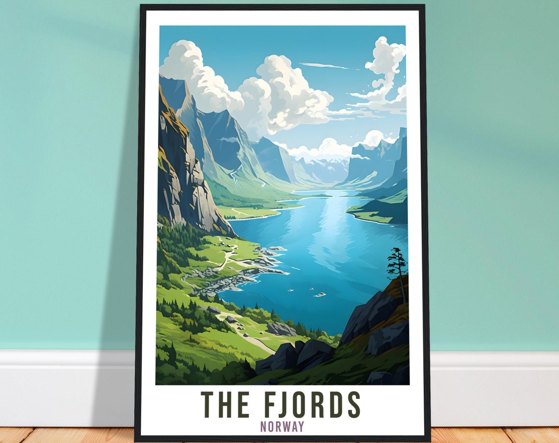 The Fjords Norway Travel Print The Fjords Wall Hanging Norway Arctic The Fjords Travel Poster Norway Mountains Wall Art Fjords Travel Poster