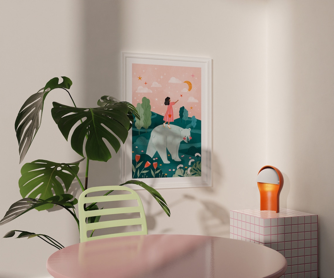 Make A Wish Soley Bear Nursery Art Print, Boho - Image 4