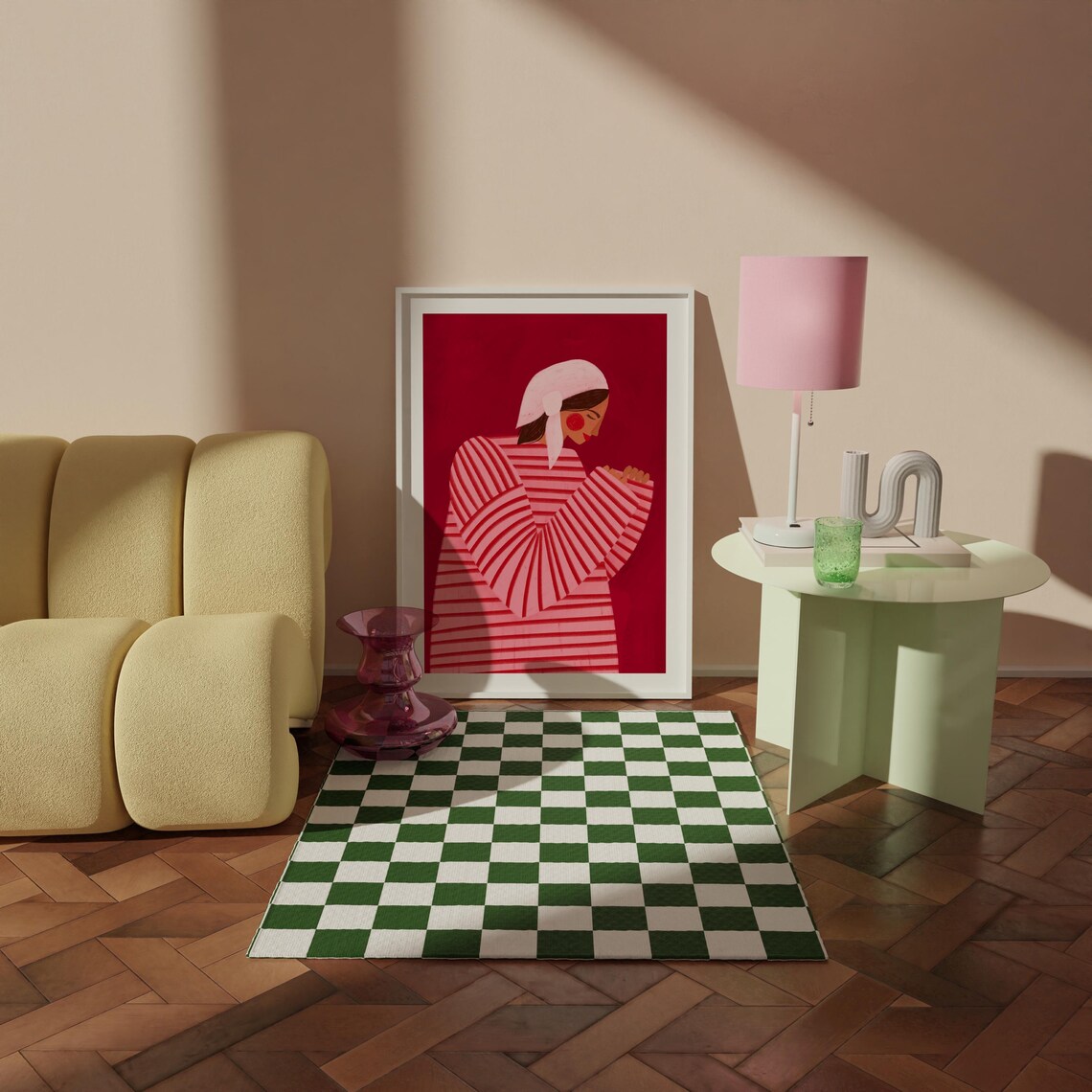 Woman With Red Stripes Line Art Portrait Print - Image 3