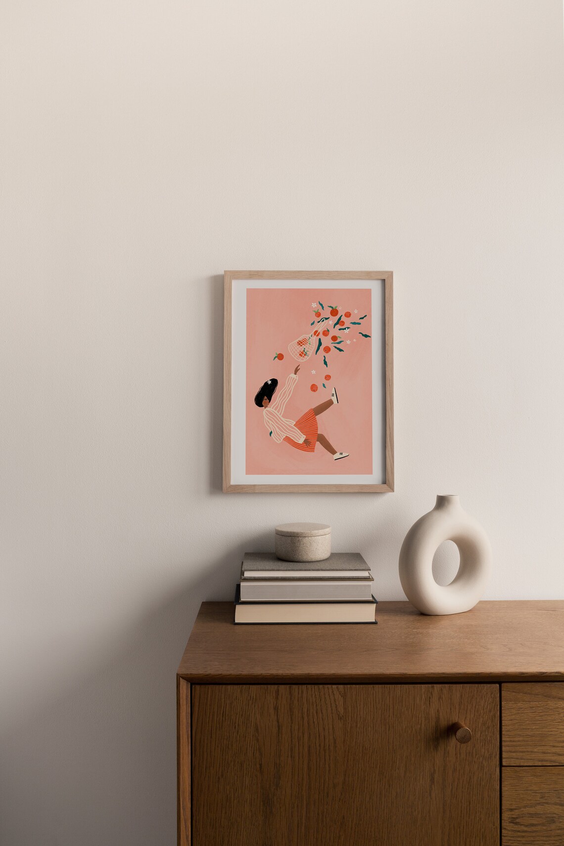 Balance Woman Juggling Oranges Playful Citrus Kitchen Poster - Image 3
