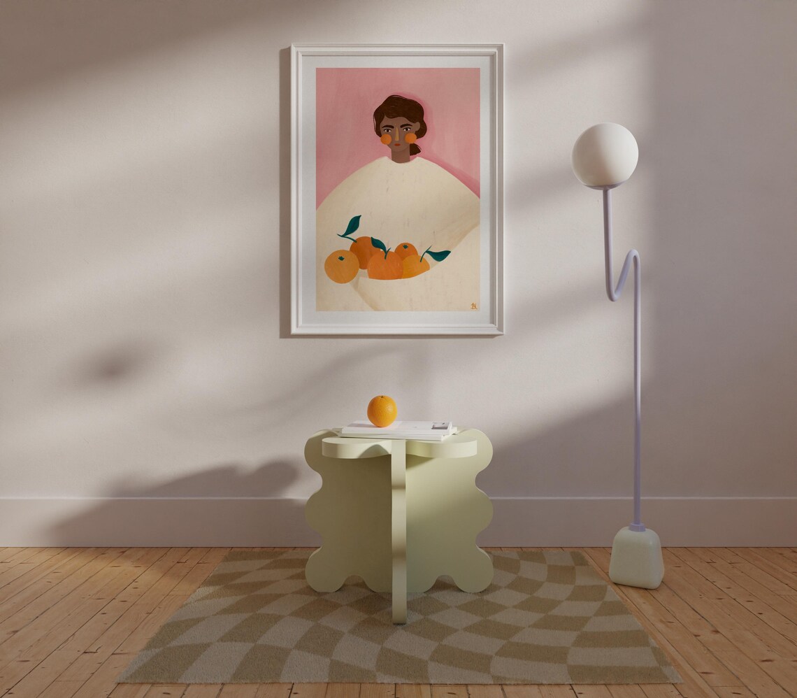 Woman With The Oranges Minimal Portrait Art Print - Image 4