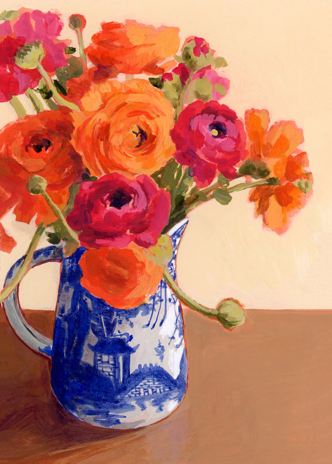 Ranunculus in Vase, Botanical Flower Art Print - Image 2