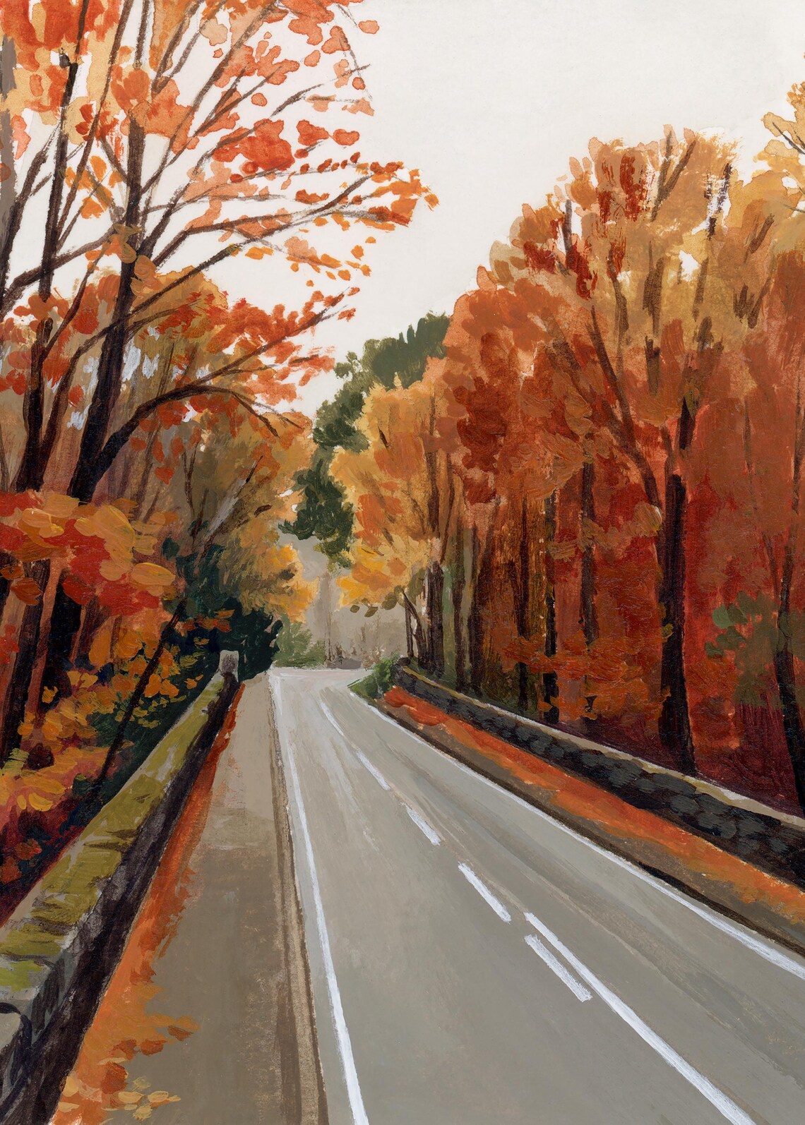 Autumn Road, Scotland Watercolor Landscape - Image 2