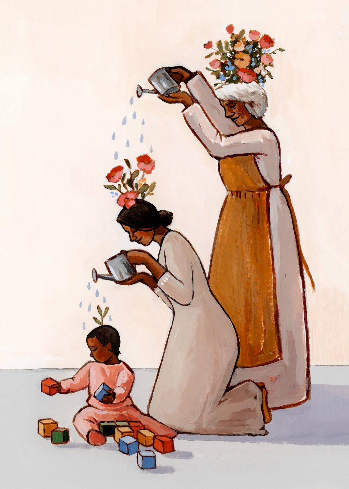 Three Generations Growth Watercolor Motherhood Family Poster - Image 2