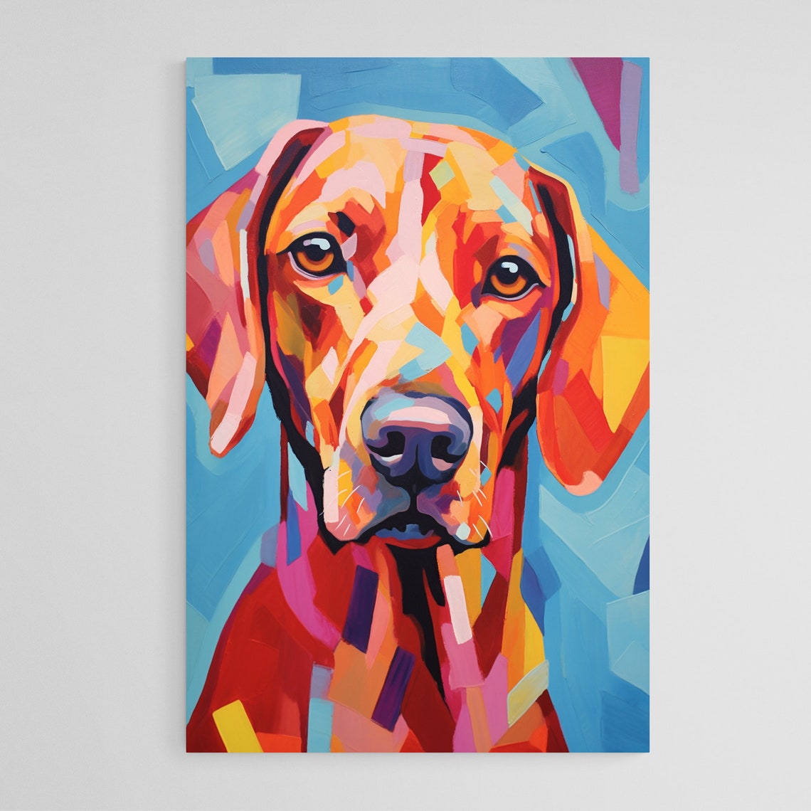 Fiery Vizsla Pop Art Portrait Warm Red Orange Dog Art Poster