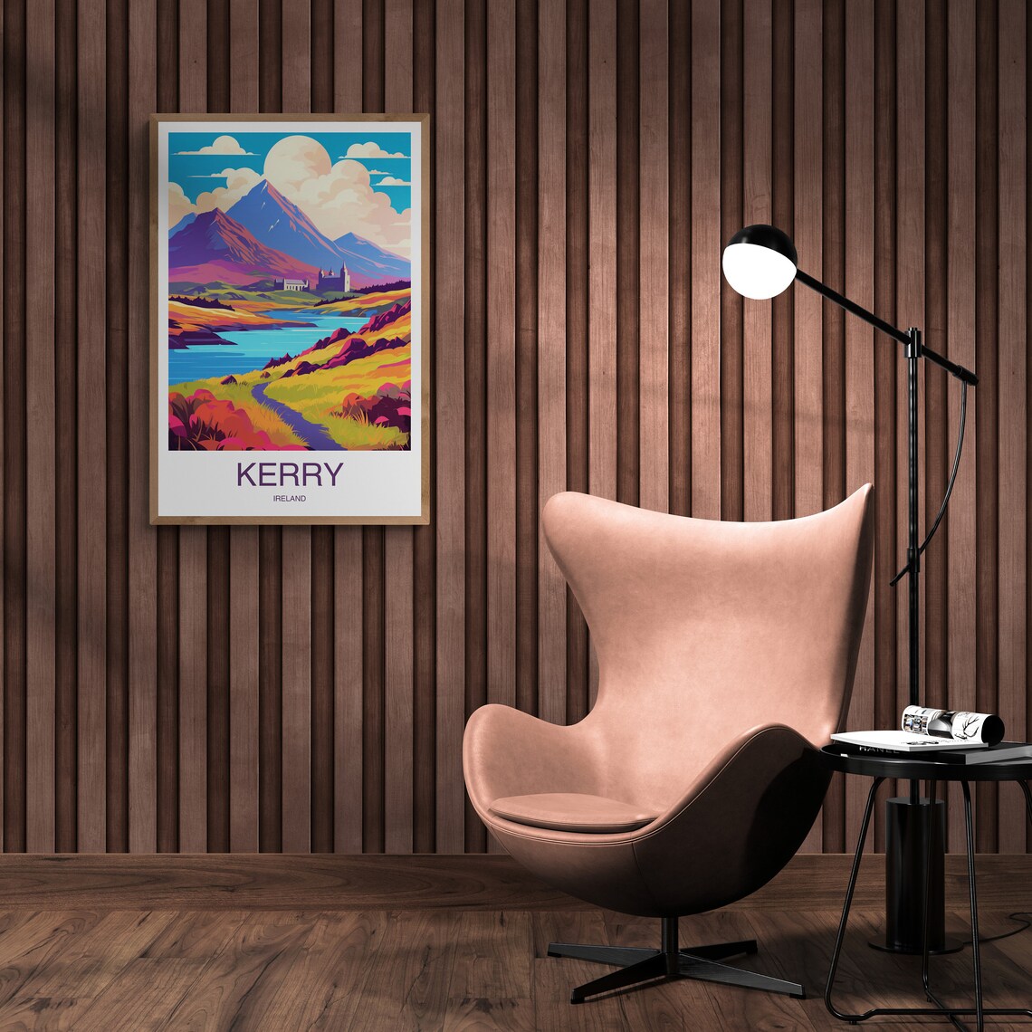 Kerry Ireland Mountain Lake Abbey Vintage Emerald Travel Art Poster - Image 2