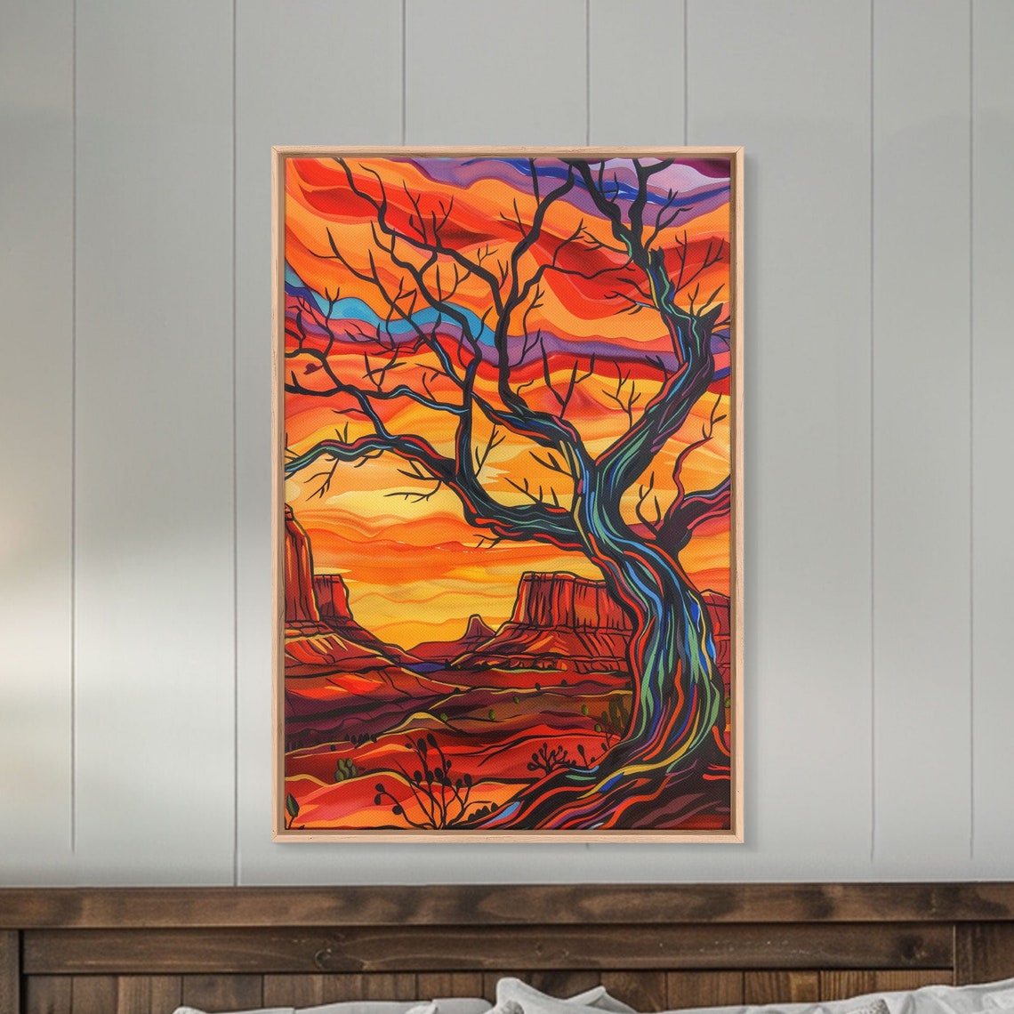 Twisted Desert Tree Canyon Sunset Fiery Colorful Southwest Art Poster - Image 2