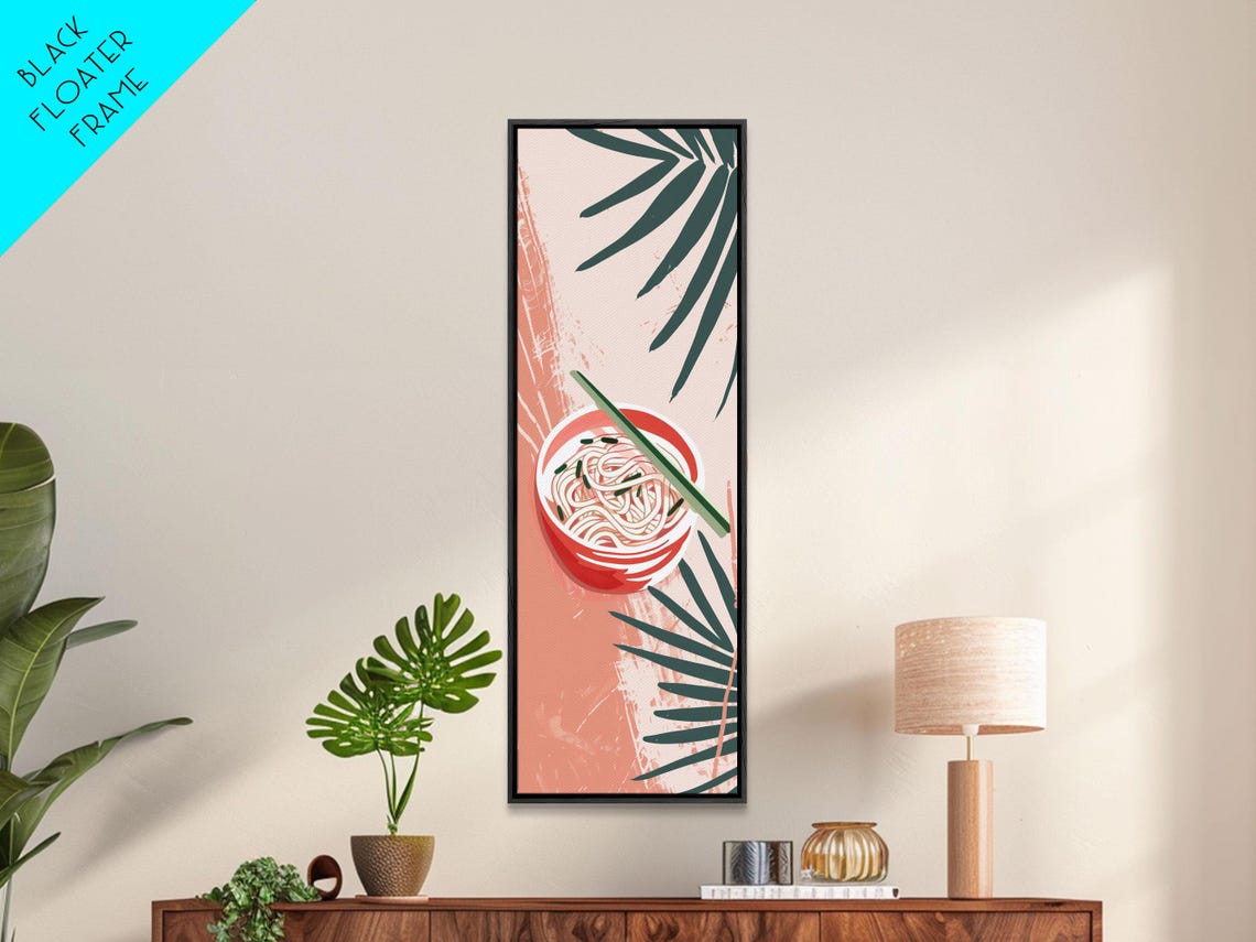 Ramen Noodle Bowl Chopsticks Coral Modern Japanese Kitchen Poster - Image 2