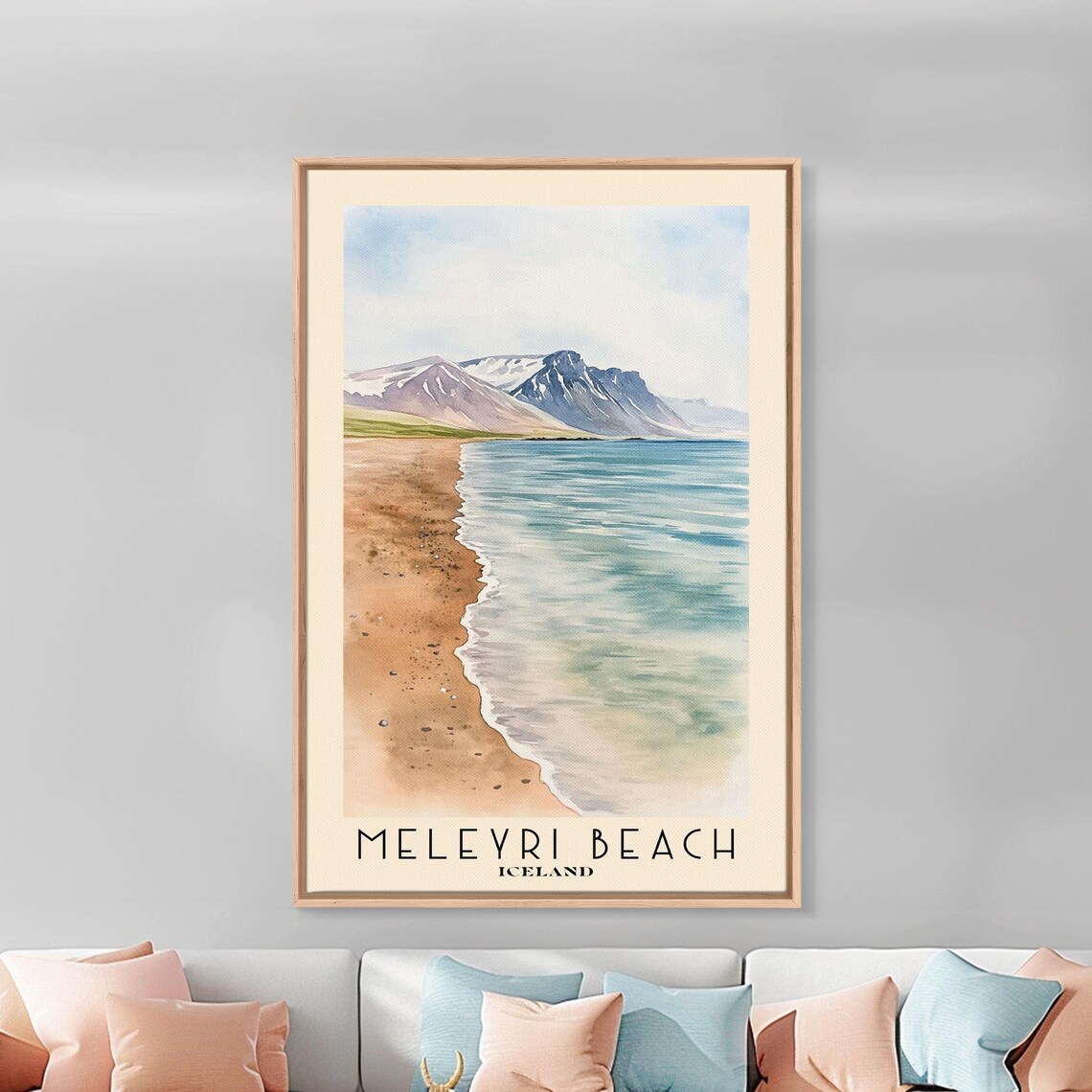 Meleyri Beach Iceland Watercolor Travel Poster - Image 3