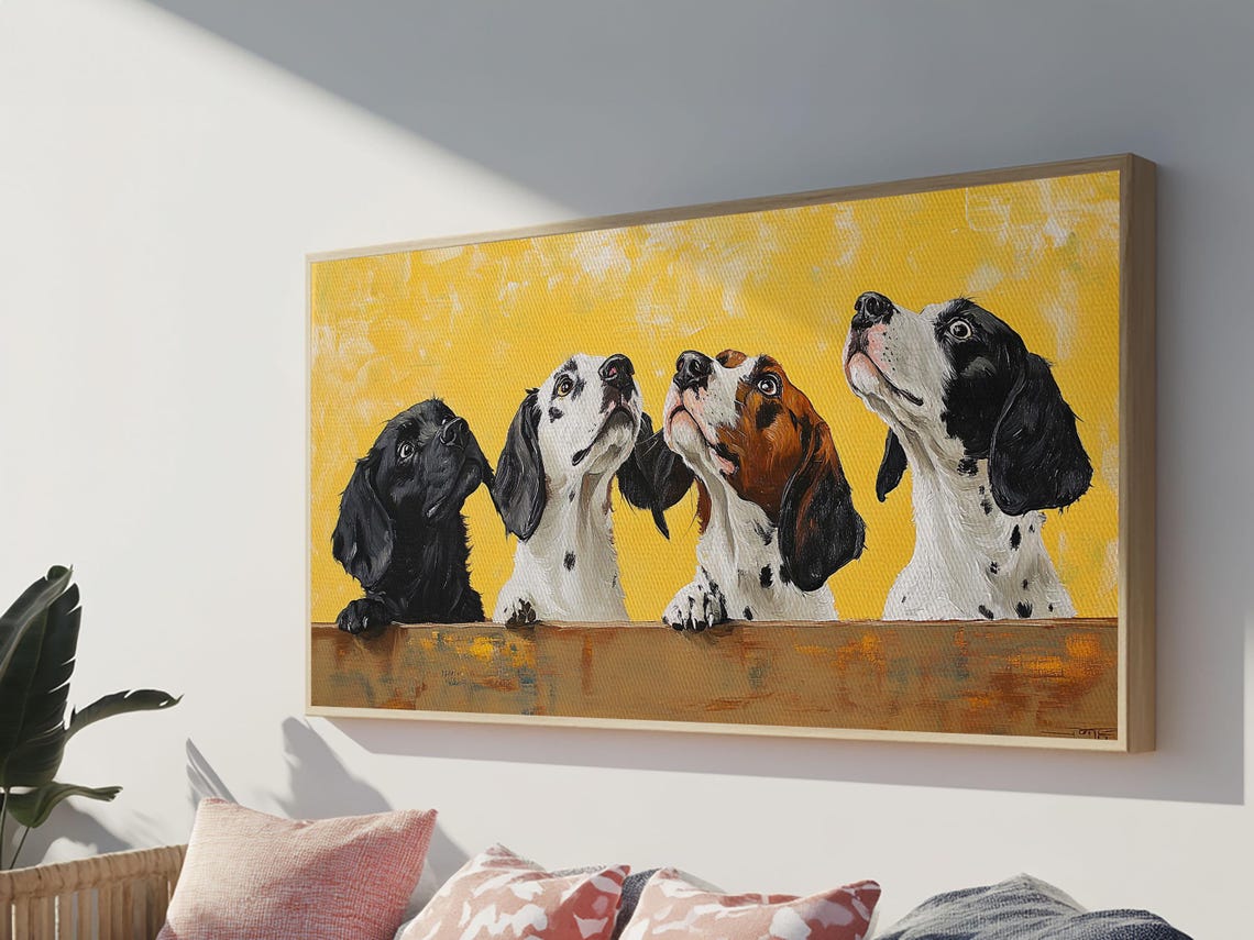Neutral Boho Vintage Dog Oil Painting Print Funky Home Decor Kitsch Wall Art Hunting Dog Oil Painting Antique Art Decor Vintage Art - Image 2