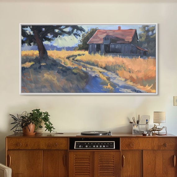 Quaint House On Country Road Framed Print Perfect For Living Room Art Rustic Home Decor Serene Bedroom Wall Art
