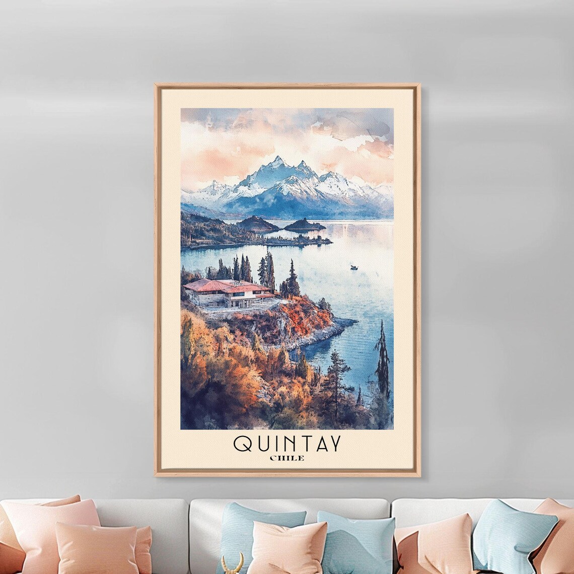 Quintay Chile Coastal Villa Rocky Point Snow Capped Mountains Blue Water Poster - Image 3