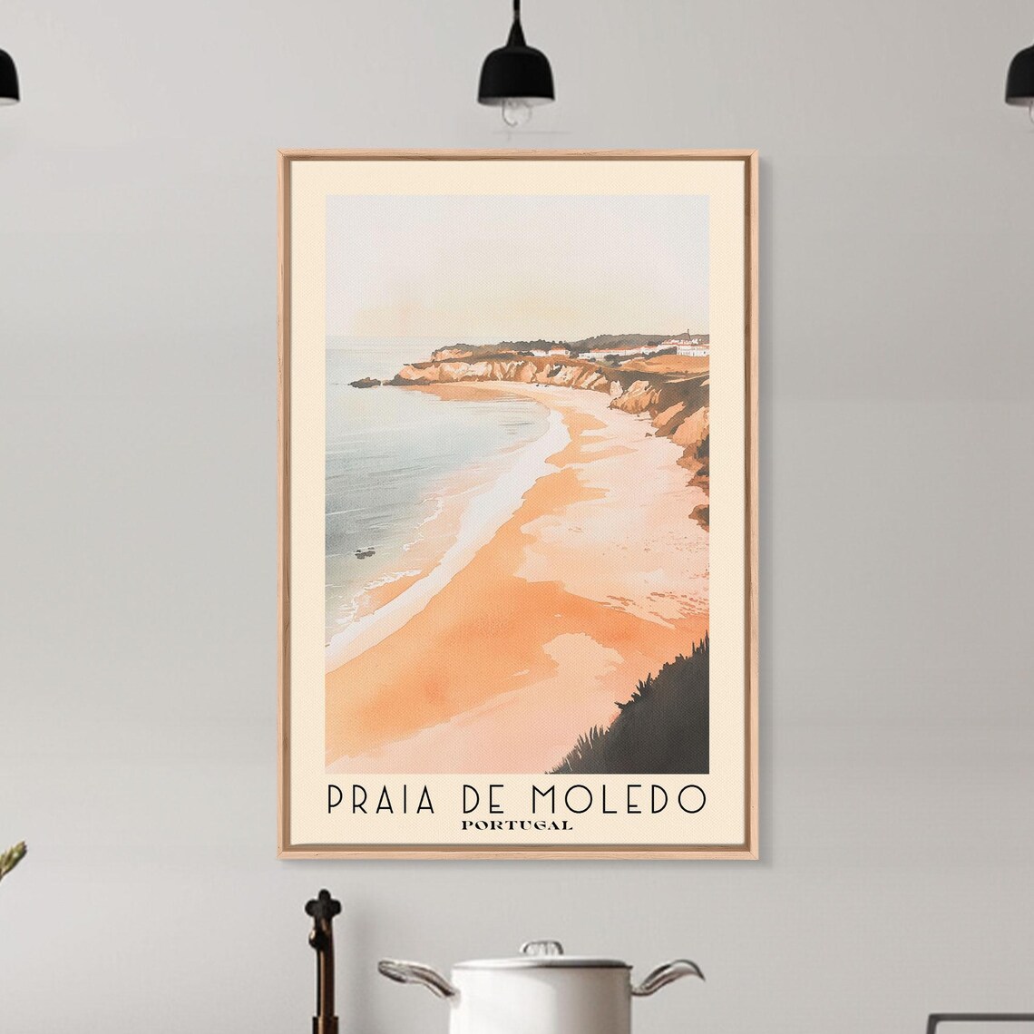 Praia de Moledo Portugal Peach Beach Rocky Headlands Watercolor Poster - Image 6