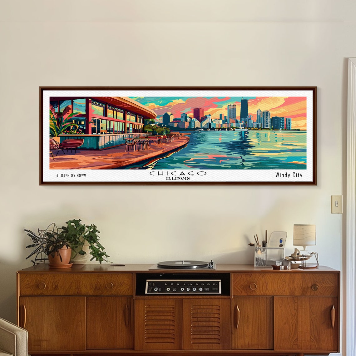 Chicago Illinois Windy City Lakefront Skyline Sunset Travel Poster - Image 2