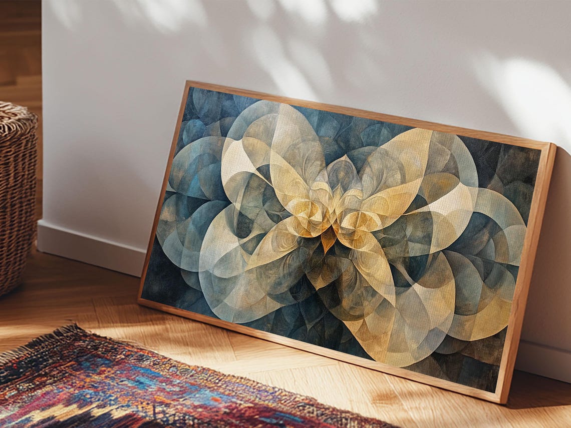 Symmetrical Abstract Framed Print Geometric Wall Art Wabi Sabi Decor Moody Minimalist Artwork Idea Bedroom Horizontal Design - Image 5