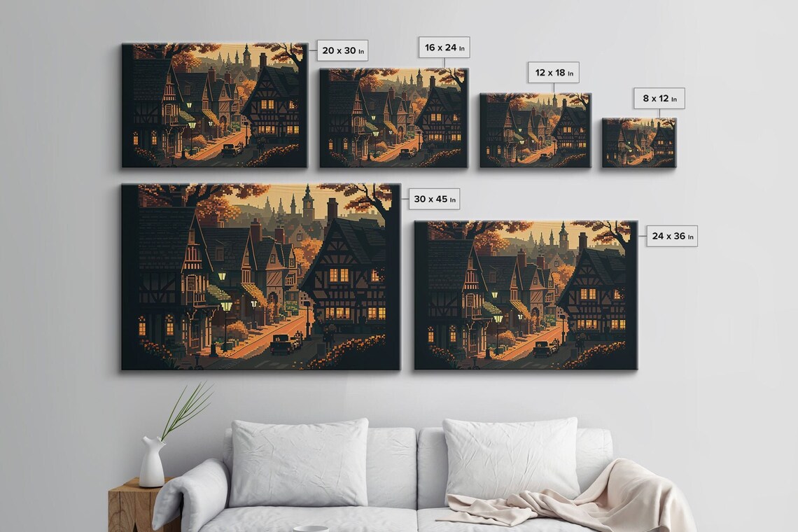 Quaint European Village Pixel Art Print, Europe - Image 4