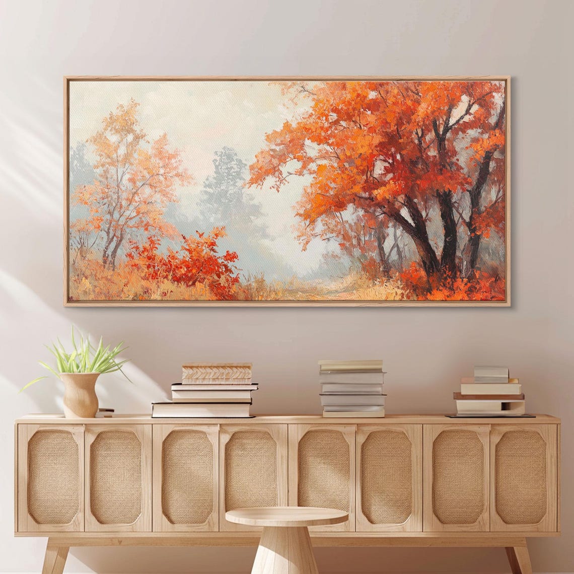 Fall In The Forest Watercolor Orange Trees Soft Autumn Woods Poster