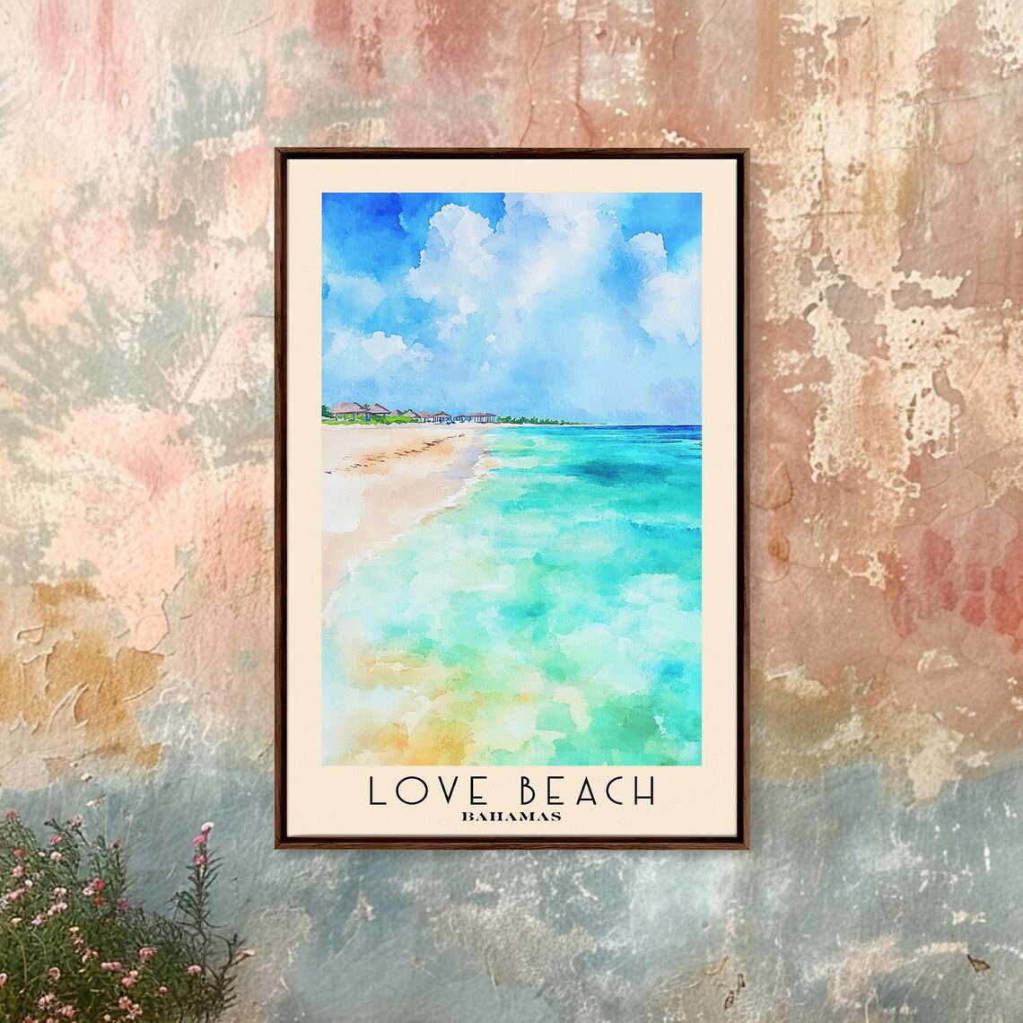 Love Beach Bahamas Curved White Sand Vivid Turquoise Sea Poster - Image 3