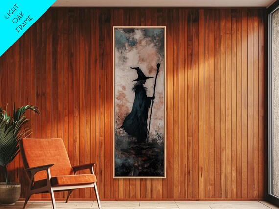 Mysterious Wizard Silhouette In Soft Twilight Colors Fantasy Art Print For Lovers Of Dark Mystical Or Enchanted Wall Decor