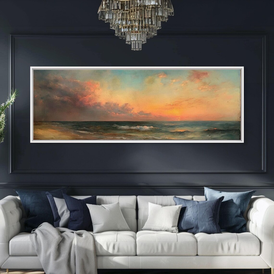 Ocean Sunset Seascape Golden Horizon Clouds Calm Travel Poster - Image 4