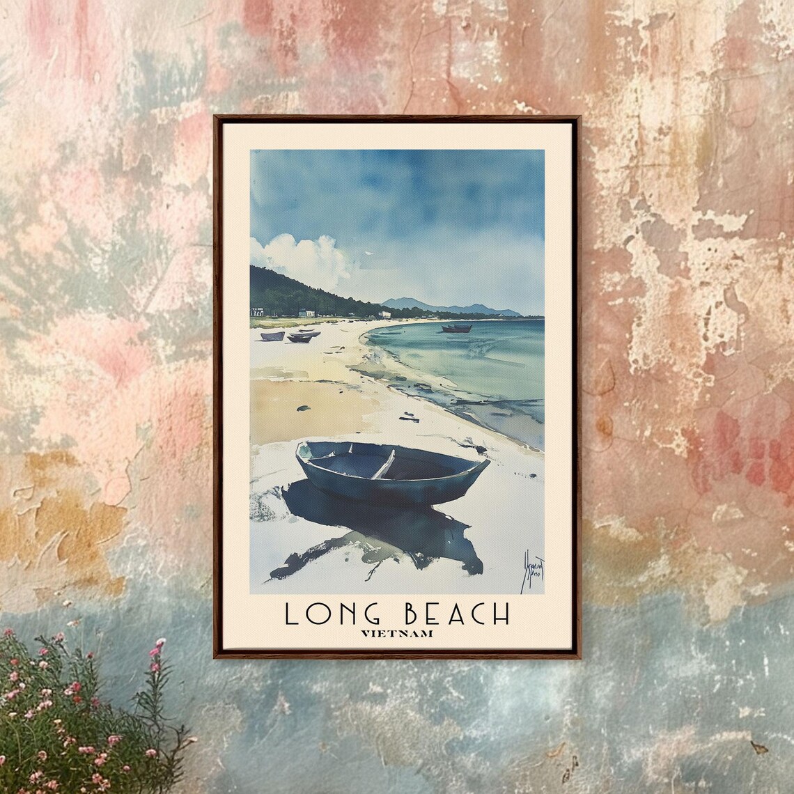 Long Beach Vietnam Round Fishing Boat Calm Shore Fishing Village Poster - Image 4