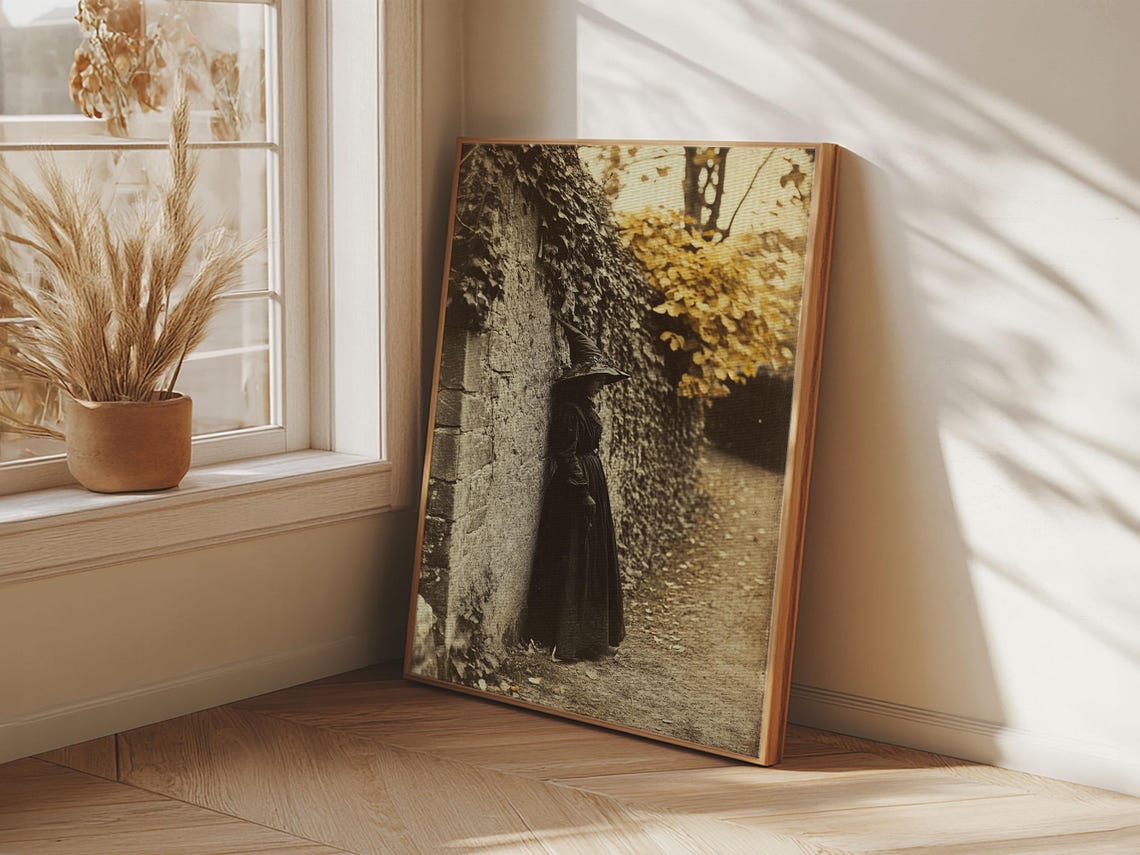 Witch By Ivy Wall Autumn Vintage Sepia Photo Style Gothic Art Poster - Image 5